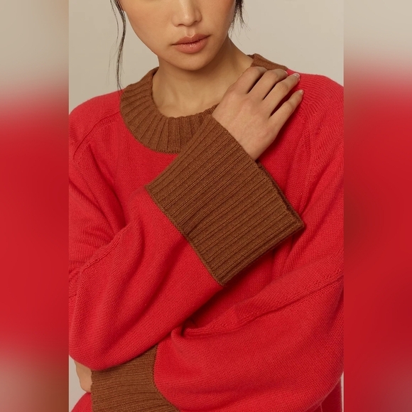 Maeve The Chandler Red And Brown Sweater Pullover sz M NWT - Picture 3 of 9